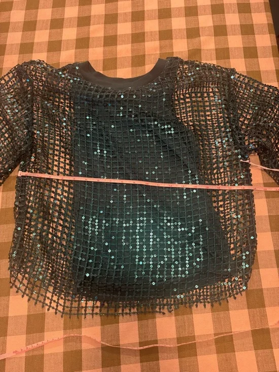 Pilcro Teal Sequin Mesh Jersey Long-Sleeve Top - Picture 13 of 16